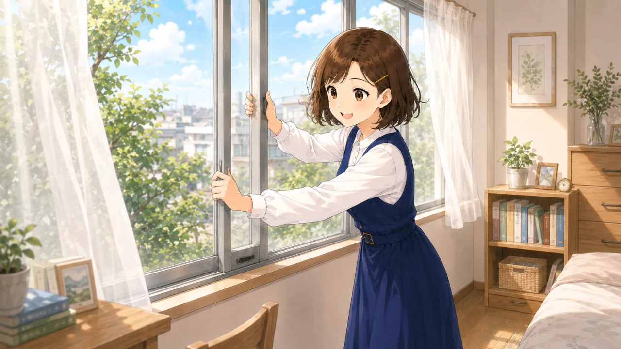 Illustration of 開ける, open