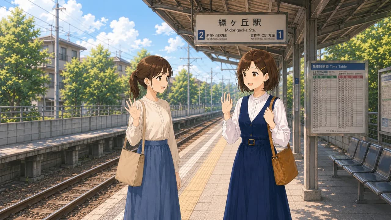 Illustration of the Japanese verb 会う, meet