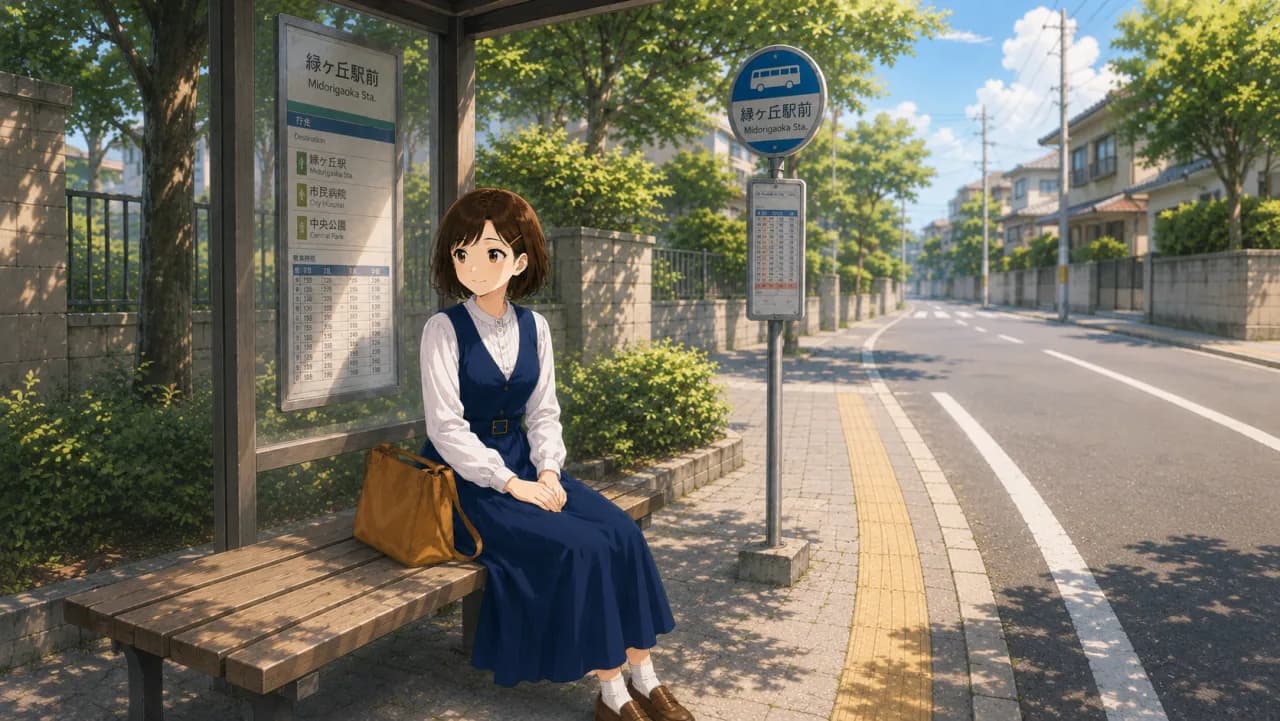 Illustration of the Japanese verb 待つ, wait