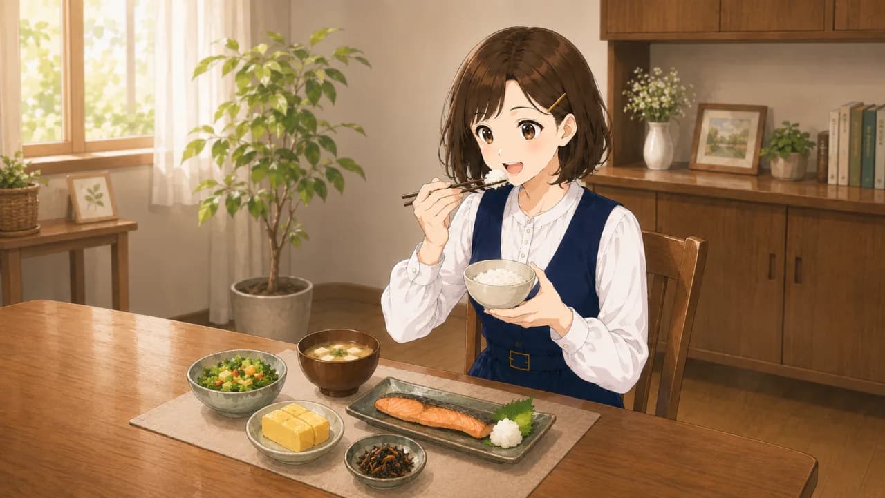 Illustration of the Japanese verb 食べる, eat